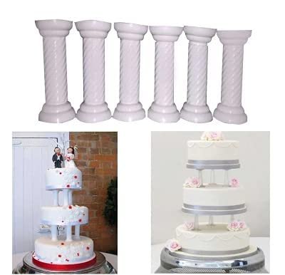 TPV® – 6 Pc Cake Plastic Pillar Square For Support Cake Tiers Of Celebration Cakes (7 Inch)