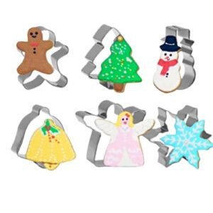 TPV® 6 Pieces Cookie Cutter Set Special For Christmas, Gingerbread Man, Christmas Tree, Meteor, Deer, Angel, Bell.