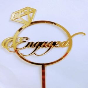 TPV® 6 Inch Mirror Finshing Acrylic Cake Topper Engaged With Ring