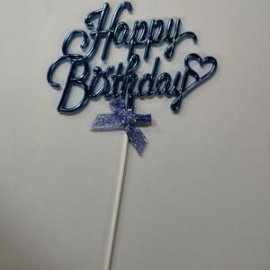 TPV® Party Crave Happy Birthday Cursive Cake Topper(9 * 5 inch)| Cake Decoration Items For Many More Birthday Celebrations (1pc) (blue)
