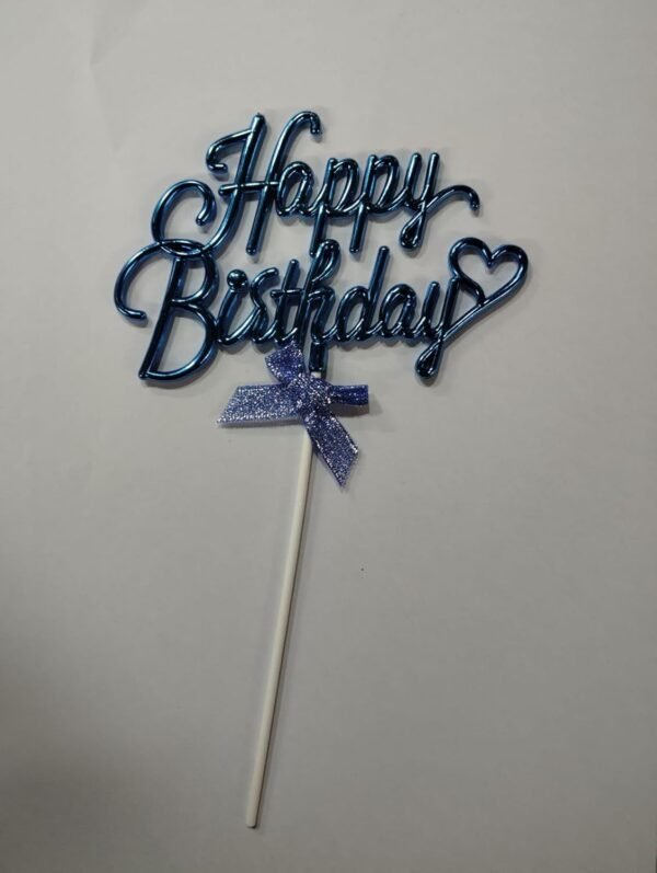 TPV® Party Crave Happy Birthday Cursive Cake Topper(9 * 5 inch)| Cake Decoration Items For Many More Birthday Celebrations (1pc) (blue)