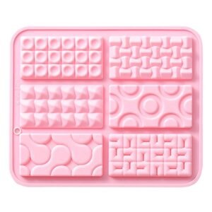 TPV® Multi-purpose BPA Free 6 Cavities Rectangular Cake Kitchen Tool Pink