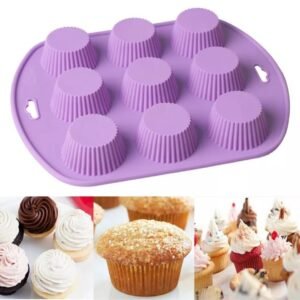 TPV®  9 Cups Silicone Muffin Pan Nonstick Cupcake Tray for Baking Chocolate Cakes Bread Tart Pudding Pancakes Cheesecake Brownie Jelly Popsicle Silicone Mold