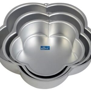 TPV® - 3Pcs Set Aluminium Flower Shape Cake Mould Pan (500 Gm, 750 Gm, 1000 Gm)