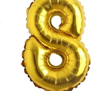 TPV®  8 inch 8 Number Foil Balloon, Birthday Decoration Items [Helium Supported] - Gold