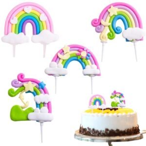 TPV® 4 Pcs Cake Decorations Rainbow Cake Topper
