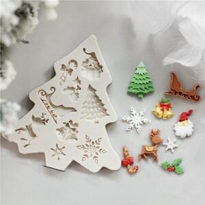 TPV® 9 Slot Silicone Christmas Tree Fondant Mold Xmas Tree Santa Reindeer Snowflake Shape DIY Baking Christmas Chocolate Candy Cake Decoration