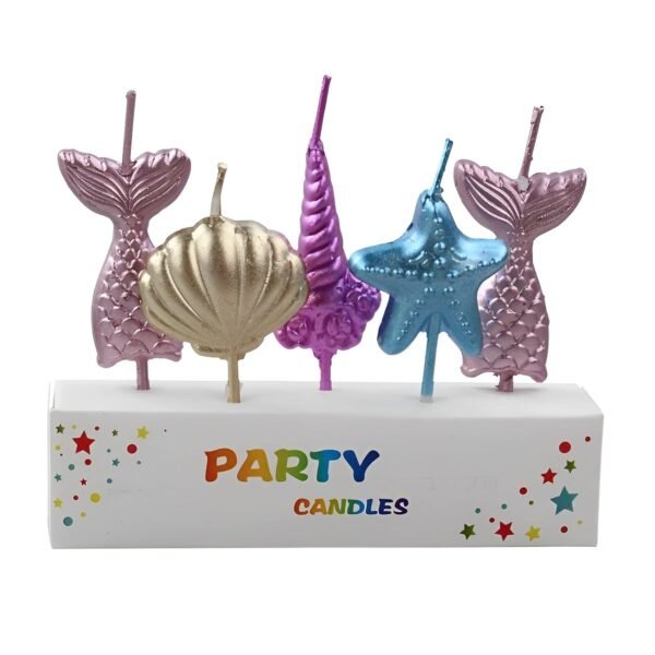 TPV® 5Pcs Glitter Mermaid Tail Candles Celebration Cake Topper Decoration Sea Bday Party Candles