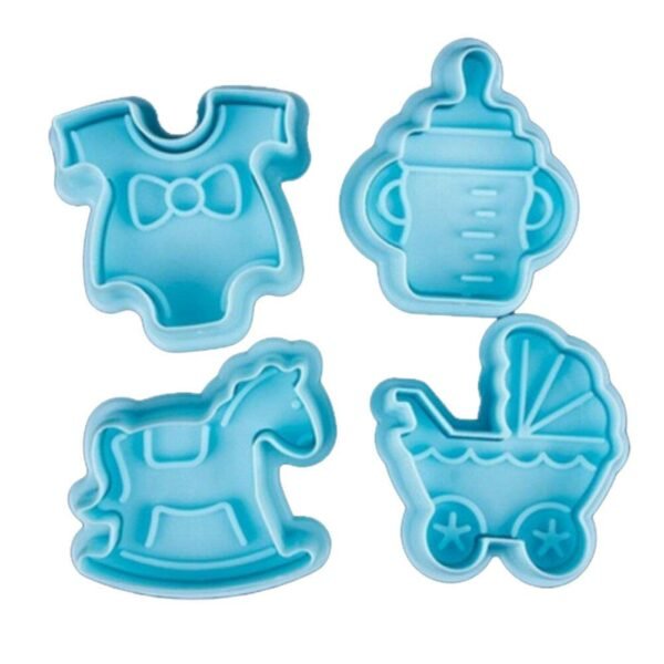 TPV® 4pcs/Set Baby Buggy Clothes Rocking Horse Milk Bottle Shape Fondant Cake Decorating