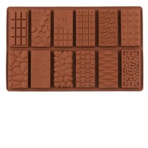 TPV® 12 Design in 1 Break Apart Chocolate Molds Candy Bar Molds Silicone Mini Cadbury, Heart, Pyramid, Silicone Molds