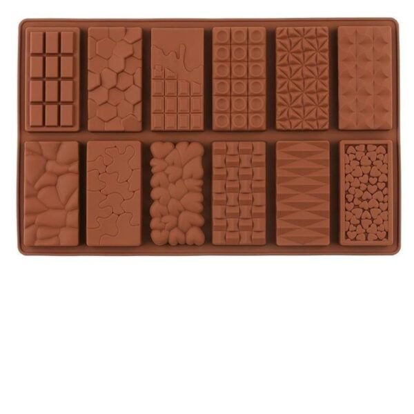 TPV® 12 Design in 1 Break Apart Chocolate Molds Candy Bar Molds Silicone Mini Cadbury, Heart, Pyramid, Silicone Molds