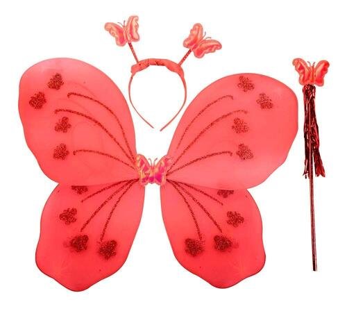 TPV® Satin Baby Girl'S Fairy Butterfly Wings Costume (Red)