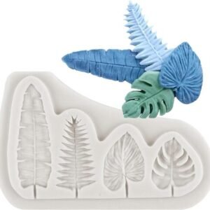 TPV® 4 cavity Leaf Silicone Fondant Mould Palm Leaf Banana Leaf for Baking Chocolate Forest Leaves Cake Decoration Cupcake Topper Candy Mold