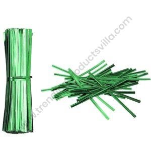 TPV® Metallic Chocolate Twisters Ribbon Ties Twist Ties -Metallic Green ( pack of 400 )