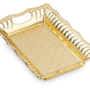 TPV® Gold Platted Finished Parker Decorative, Serving And Gifting Tray Small Rectangular Pack of 1