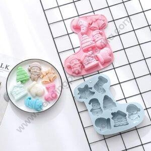 TPV® 6 Cavity Silicone Christmas Chocolate Mould,Cake DECOATING,Cake Topper,Candy Jelly,Cookies,Brownie,Pastry,Merry Christmas