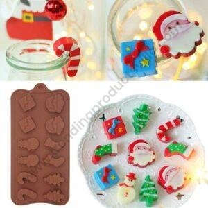 TPV® Christmas Silicone Chocolate Moulds, 12-Cavity Cake Cookie Moulds Candy Baking Molds