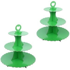 TPV® 2 Pack Cupcake Stand for 24 cupcakes 3-Tier Lace-edged Cake Stand cardboard, Perfect for Wedding, Birthday Party, Baby Shower and Graduation ( In random colour )Â