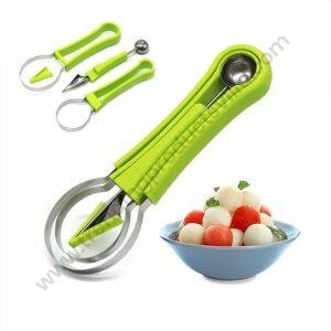 TPV® Melon Baller Scoop Set, Professional 4 in 1 Stainless Steel Watermelon Cutter Fruit Carving Tools Set