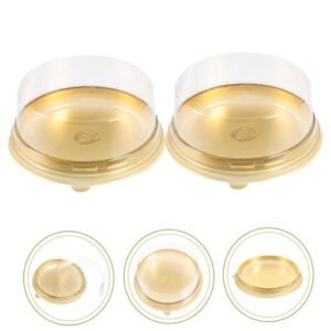 TPV®Round Bento Box With Golden Base Cake Box | Dessert Packaging - 5 inch (5 Pcs Pack)