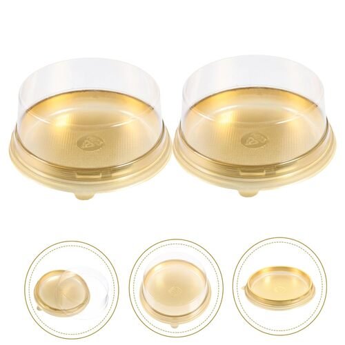 TPV®Round Bento Box With Golden Base Cake Box | Dessert Packaging - 5 inch (5 Pcs Pack)