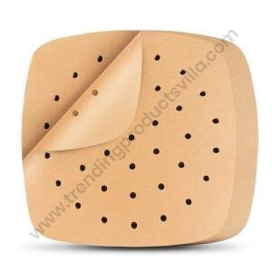 TPV® Air Fryer Liners, 100Pcs Square, 8.5 Inch Perforated Parchment Paper Sheets for Baking, HOFHTD Parchment Paper for Air Fryer