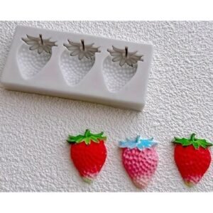 TPV® 3 Cavity Strawberry Fondant Mold Fruit Mould for Fondant Cake Decorating,Chocolate,Sugarcraft