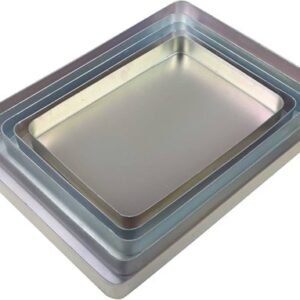 TPV® - 5Pcs Set Aluminium Rectangular Multi-Purpose Deep Trays For Serving/ Baking/ Sweets/ Freezer -(8.5''- 9.5''- 10.5''- 11.5''- 12.5'') Height 0.5 Inch