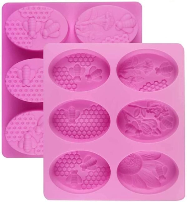 TPV®  3D Bee Silicone Molds, Honeycomb Mold for Soaps, Beehive Cake Baking Mold, Candle Mold Resin Mold for Homemade Craft (Oval, Random Color)