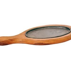 TPV®  Bat Shape Cast Iron Sizzler Plate with Wooden Stand/Oval Sizzler Platte1209