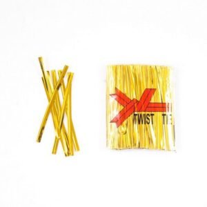 TPV® Twisters Ribbon Twist Ties for Chocolate, Bread, Potli Packing | 400 Pieces | Gold Color