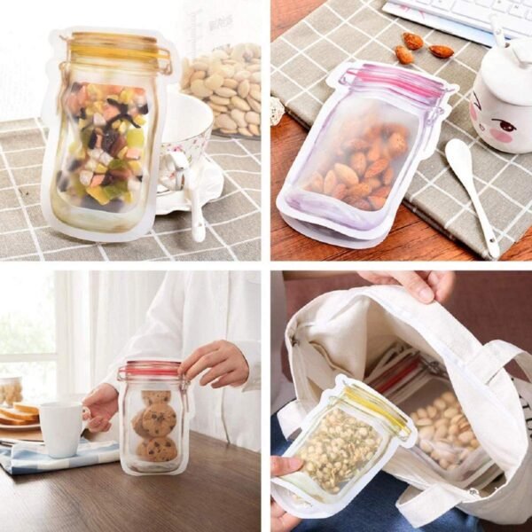 TPV® Plastics Jar Shape Pouches with Zipper - Pack of 15 (5 Small, 5 Medium and 5 Large Bags) - Image 2
