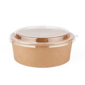 TPV® Disposable Thick-Walled kraft Paper Food Container Bowl/Tub with lid pack of (20)
