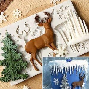 TPV® Christmas Silicone Fondant Baking Moulds Christmas Tree Cake Mould Snowflake Mould Cookie Cutter Cake Baking Christmas Mould