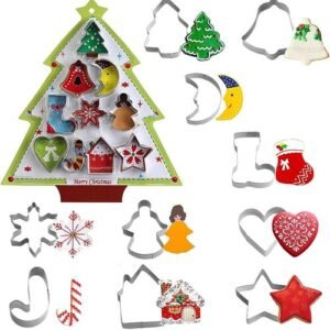 TPV® Christmas Cookie Cutter, Xmas Cookie Cutter, 10 Piece Christmas Biscuit Cutters