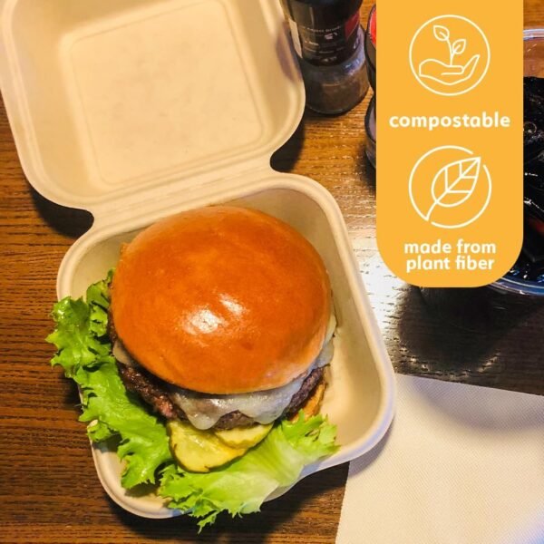 TPV®  Burger Box Bento Box 100% Eco Friendly Take Away Container with Smart Lock Lid (Pack of 25 Container's)