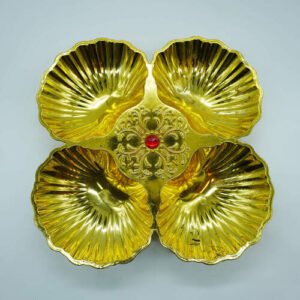 TPV® Plastic Golden Coated Flower Designed Shape Decorative Plate Trays and Baskets/Golden Trays and Baskets