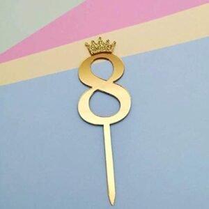 TPV® Number 8 Cake Topper/Happy Birthday Cake Topper/ 8Th Birthday/Gold Cake Topper/Crown/Cutout Cake Topper/Number Cake Topper