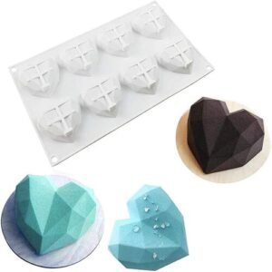 TPV® 8-Cavity Pinata 3D Heart Diamond Cake Mould, Soap Flexible Mold Silicone Mold Chocolate Mould