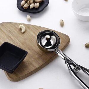TPV® Stainless Steel Easy Trigger Ice Cream Scoop,Serving Spoon, Multifunctional, Silver, 1 pc ( 50 mm )