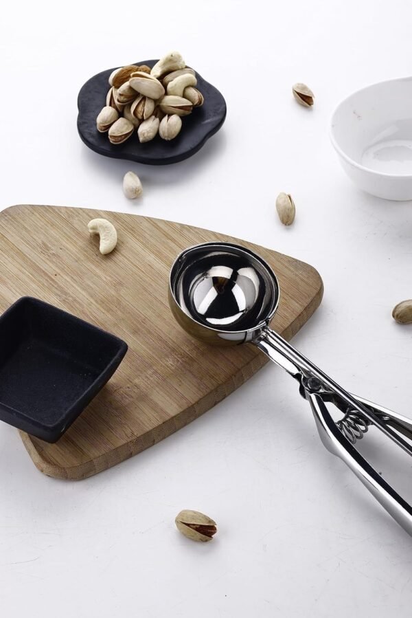 TPV® Stainless Steel Easy Trigger Ice Cream Scoop,Serving Spoon, Multifunctional, Silver, 1 pc ( 60 mm )