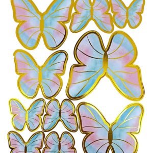 TPV® 10 pcs Butterfly Paper Topper For Cake And Cupcake (pink & blue)