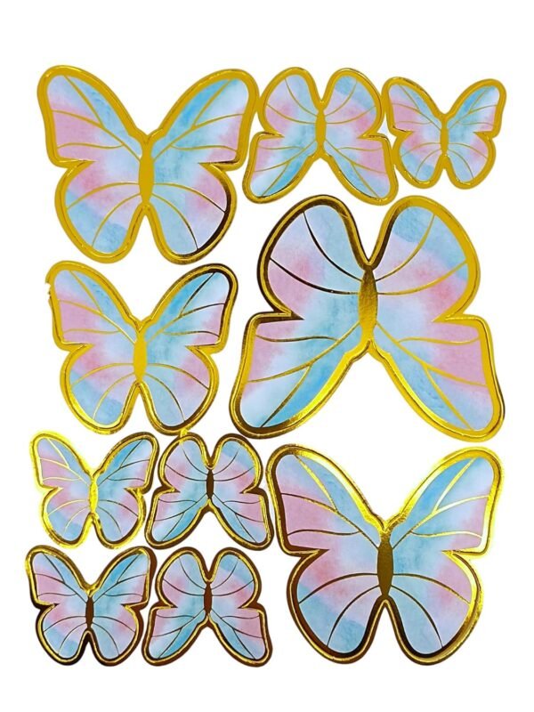 TPV® 10 pcs Butterfly Paper Topper For Cake And Cupcake (pink & blue)