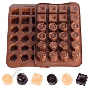 TPV® 24-Cavity Chocolate Mold, 1 Pack Non Stick Food Grade Silicone Chocolate Candy Jelly Mold – 3 Styles Flexible Mould