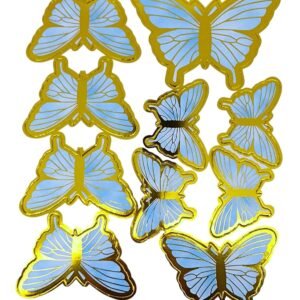 TPV® 10 pcs Sky Blue Butterfly Paper Topper For Cake And Cupcake (SkyBlue)