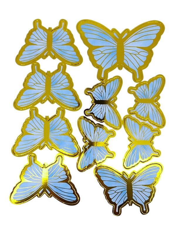 TPV® 10 pcs Sky Blue Butterfly Paper Topper For Cake And Cupcake (SkyBlue)