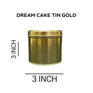 TPV® Gold Metallic Round Dream Cake Tin 3 x 3 Inch Stainless steel | Plum Cake Tin | Gift Box For Special Occasion with Lid 3 x 3 Inch Pack of 1