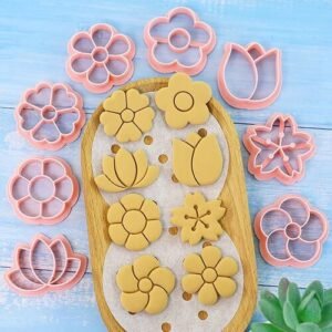 TPV®- 8Pcs / Set Flower Shape Cookie Cutters 3D Plastic Biscuit Mold Cookie Stamp Diy Fondant Cake Mould Kitchen Baking Pastry Bakeware