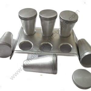 TPV® Aluminium Ice Cream Kulfi Mould (80 Ml) With Stand (Set Of 2)