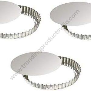 TPV® Aluminium Round Pie Dish Quiche Pan Tart Mould With Removable Bottom Small - 4 Inch Top Size- Set Of 3 Of Same Size